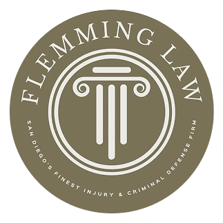 Logo for Flemming Law featuring a classical column and circular design.