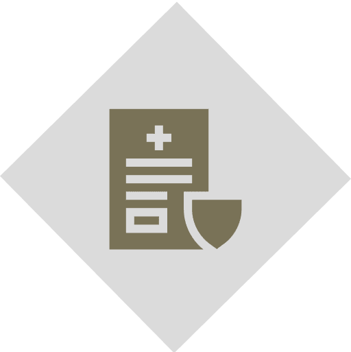 Medical document with a shield icon.