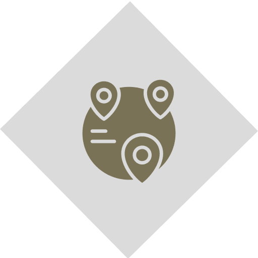 Icon representing global locations with map pins.