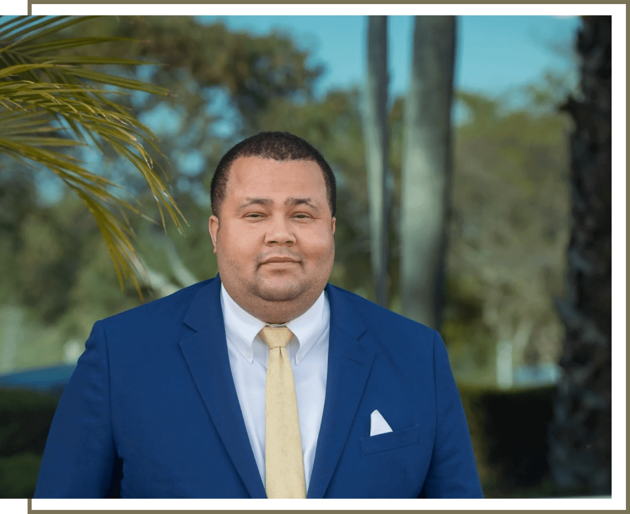Portrait of man in blue suit